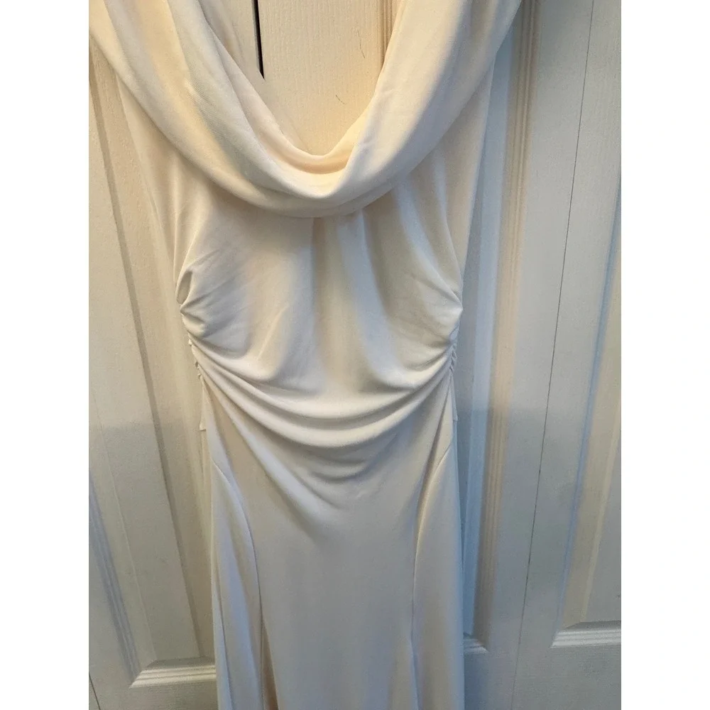 Cinq a Sept Carino Dress Ivory Cowl Neck Ruched Midi ZD29742741Z New Size 8 - Picture 6 of 12